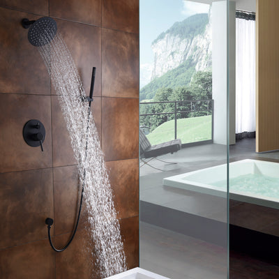 Ensemble de robinet de douche complet, 2 fonctions et valve brute incluse, fixation murale, noir mat