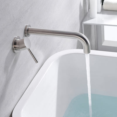 sumerain Bathtub Faucet Brushed Nickel Wall Mount Tub Faucet Single Left-Handed Handle