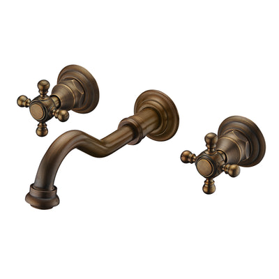 Wall Mount Faucet Antique Brass with Rough-in valve -Traditional Vintage Theme