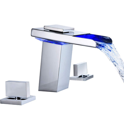 Widespread Bathroom Faucet,LED Lighted Waterfall Faucet