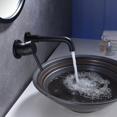 sumerain Black Bathroom Faucet Wall Mount Lavatory Faucet, Left-Handed Single Handle