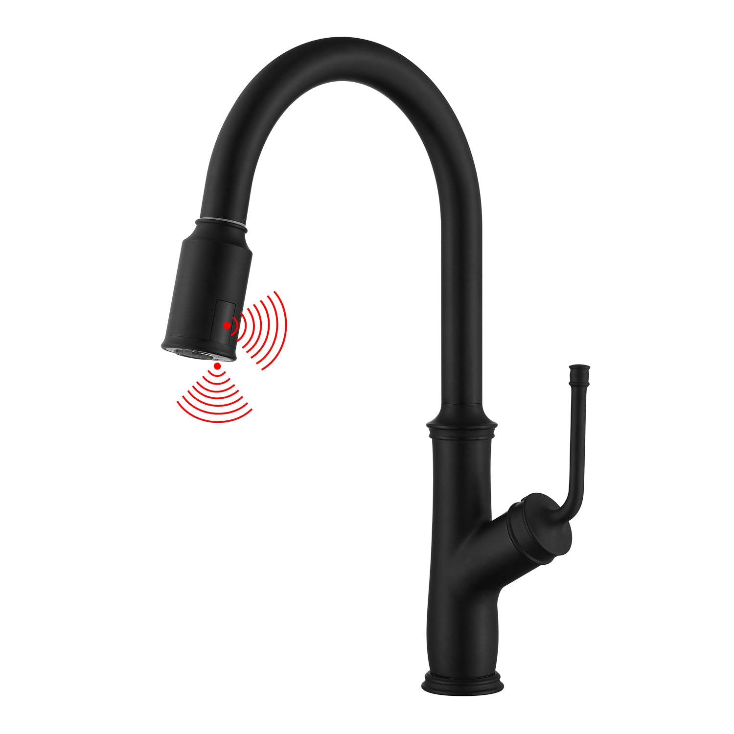 Touchless Kitchen Faucet Black with Pull Down Sprayer, Two Motion Acti