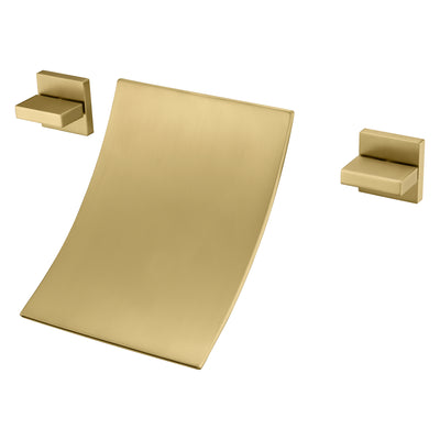 Grifo de bañera de montaje en pared de grifo de bañera de cascada de alto flujo, acabado en oro cepillado