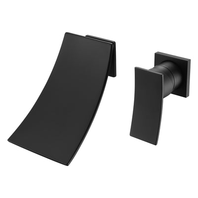 Mattle - Grifo de llenado para bañera, montaje en pared, color negro, con válvula de latón y boquilla en cascada