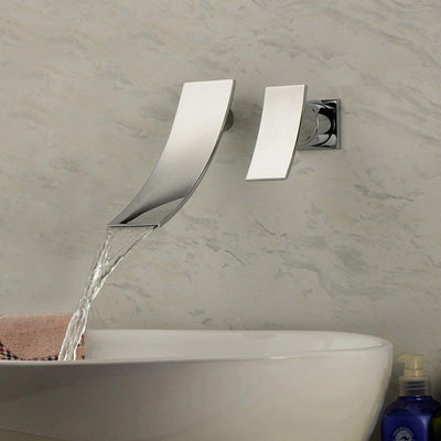 Grifo de baño en cascada para montaje en pared, grifo para lavabo de recipiente con 2 orificios
