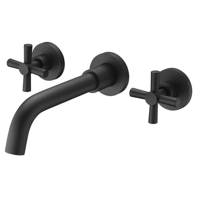 Matte Black Bathroom Faucet,Wall Mount Black Bathroom Faucets and Rough-in Valve Included