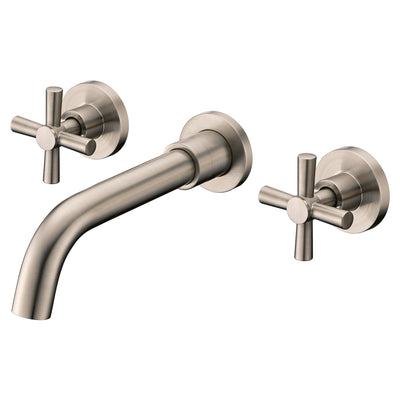 Wall Mount Bathroom Faucet Nickel,Cross Handles and Rough-in Valve Included