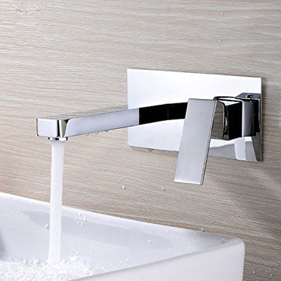 SUMERAIN Wall Mounted Bathroom Sink Faucet Lavatory Faucet Brass Chrome