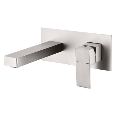 Wall Mount Bathroom Sink Faucet Brushed Nickel Basin Faucet with Rough-in Valve