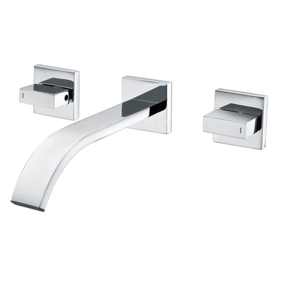 Two Handle Wall-Mount Lavatory Faucet Brass Chrome Bathroom Sink Faucet