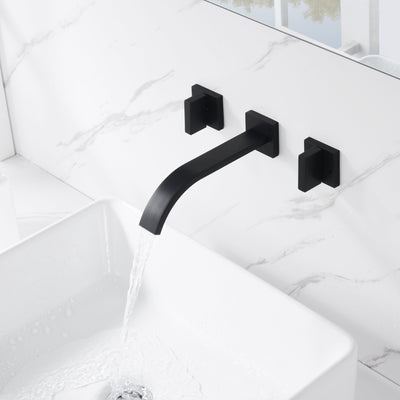 sumerain Black Bathroom Faucet Wall Mount Lavatory Faucet Includes Rough in Valve