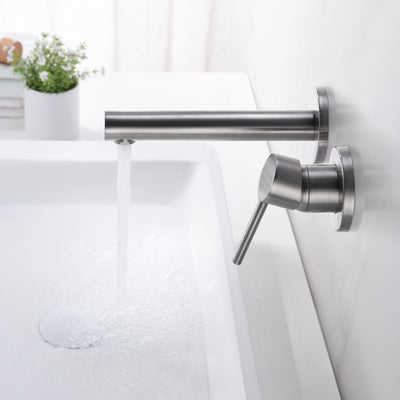 Badezimmer-Wasserhahn zur Wandmontage, gebürstetes Nickel, Ventil im Lieferumfang enthalten