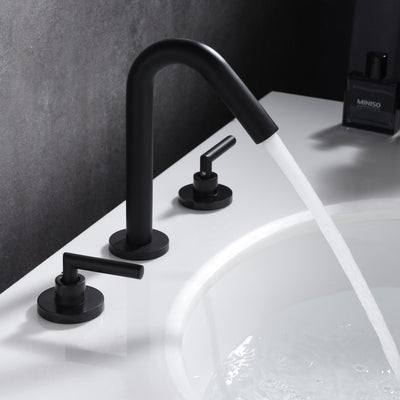 Black Bathroom Faucet,Matte Black Finish,8 Inch Widespread 3 Hole Sink Faucet