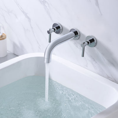 Rubinetto per vasca da bagno SUMERAIN con montaggio a parete, rubinetto di riempimento vasca a 3 fori con valvola, finitura cromata