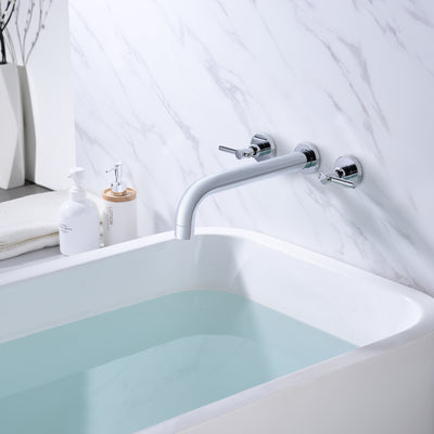 Badezimmer-Badewannenarmatur zur Wandmontage, extra langer Auslauf mit hohem Durchfluss, Chrom-Finish