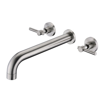 High Flow Rate Wall Mount Tub Filler Faucet Brushed Nickel, Extra Long Spout