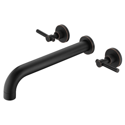High Flow Oil Rubbed Bronze Wall Mounted Tub Filler Faucet with Extra Long Spout and Valve