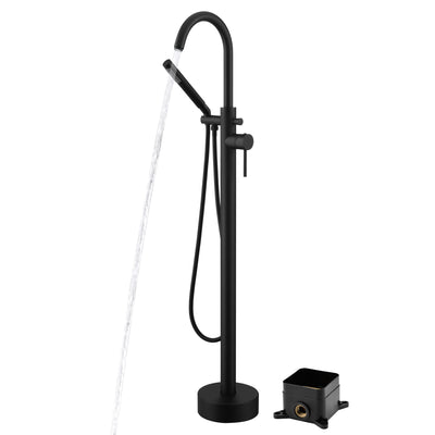 Sumerain Freestanding Bathtub Faucet Matte Black Floor Mounted Tub Filler with Handheld Shower,High Flow Rate
