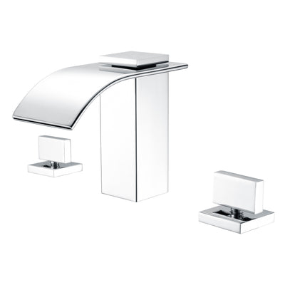 High Flow Two Handle Deck Mount Roman Tub Faucet with Waterfall Spout, Chrome Finish
