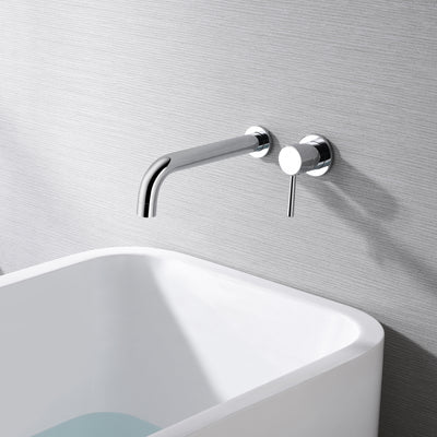 High Flow Single Handle Wall Mount Tub Filler with Extra Long Spout and Rough-in Valve, Chrome Finish