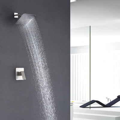 Valvola per doccia e kit di rivestimento Nichel spazzolato, rubinetti per doccia a maniglia singola inclusi Valvola grezza in ottone massiccio
