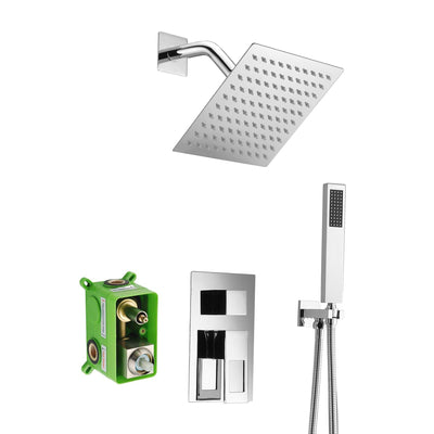 Set di rubinetti per doccia completi, valvola grezza inclusa e componenti interamente in metallo con finitura cromata, accettabile personalizzato