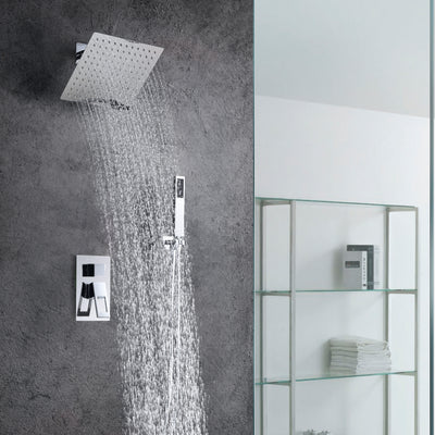 Set di rubinetti per doccia completi, valvola grezza inclusa e componenti interamente in metallo con finitura cromata, accettabile personalizzato