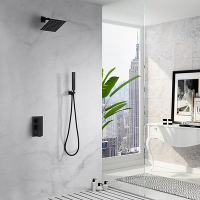 Sumerain Matte Black Shower Faucet System with Rough-in Valve