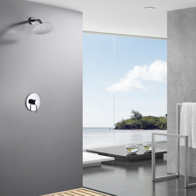 Robinet de douche de salle de bain avec valve, pomme de douche entièrement en métal et finition chromée