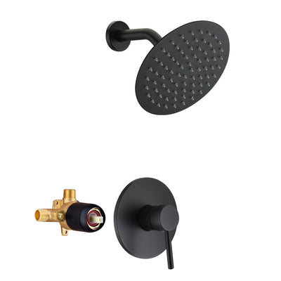 Conjunto de torneira de chuveiro preto fosco com equilíbrio de pressão e válvulas de retenção anti-retorno