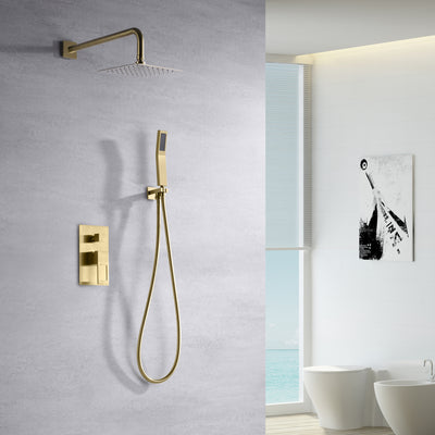 Pressure Balance Shower Faucet System with Valve, Brushed Gold Finish