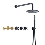 Système de robinet de douche à 3 poignées, ensemble de robinet de douche noir mat avec valve, SUMERAIN