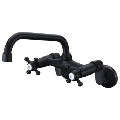 Wall Mount Sink Faucet,Oil Rubbed Bronze Finish, 3" to 9" Adjustable Spread with Two Handle