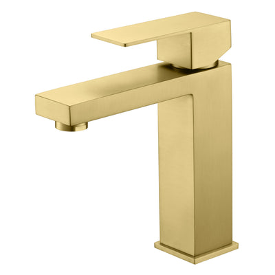 sumerain Brushed Gold Bathroom Sink Faucet Single Hole Vanity Faucet Stainless Steel