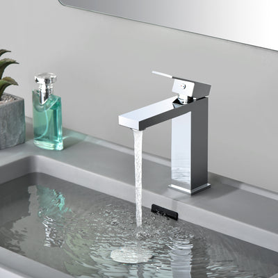 sumerain Stainless Steel Bathroom Faucet Chrome Single Hole Single Handle Lavatory Faucet