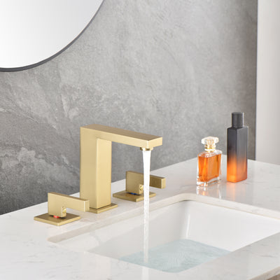 Sumerain torneira de banheiro de ouro escovado, 8 tamanhos, ampla, 2 alças, latão sólido, com mangueira de conexão rápida