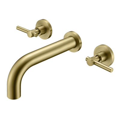 SUMERAIN Wall Mount Tub Faucet Brushed Gold Bathtub Faucet 3 Hole Tub Filler with Rough in Valve