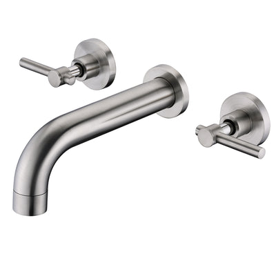 SUMERAIN Wall Mount Tub Faucet Brushed Nickel 3 Hole Bathtub Filler Faucet with Rough in Valve