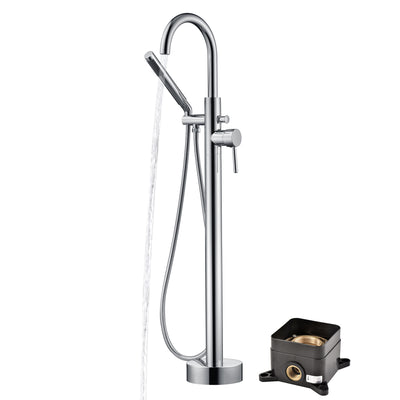 sumerain Freestanding Tub Filler Floor Mounted Tub Faucet Chrome, Modular Solid Brass Concealed Box Design, High Flow Rate
