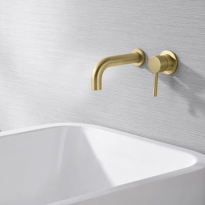 Rubinetto per vasca da bagno SUMERAIN con montaggio a parete con valvola, maniglia singola in oro spazzolato