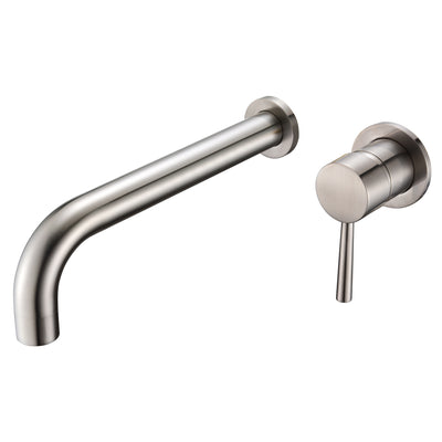 Single Handle High Flow and Long Spout Brushed Nickel Wall Mount Tub Filler Faucet